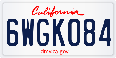CA license plate 6WGK084