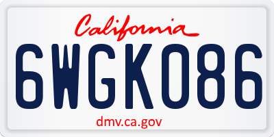CA license plate 6WGK086