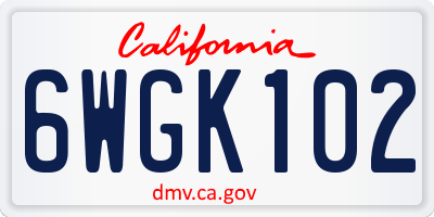 CA license plate 6WGK102