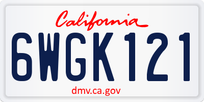 CA license plate 6WGK121