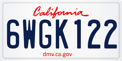 CA license plate 6WGK122