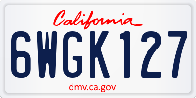 CA license plate 6WGK127