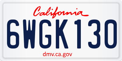 CA license plate 6WGK130