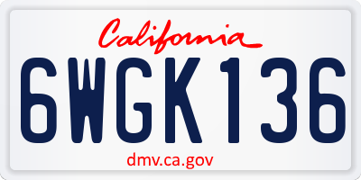 CA license plate 6WGK136