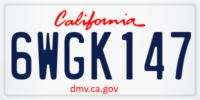 CA license plate 6WGK147