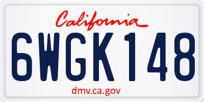 CA license plate 6WGK148