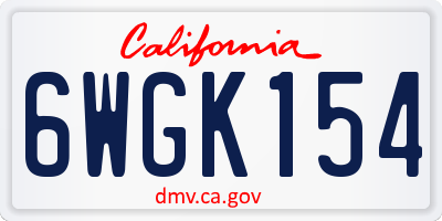 CA license plate 6WGK154