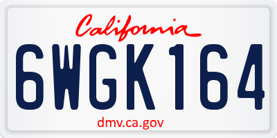 CA license plate 6WGK164