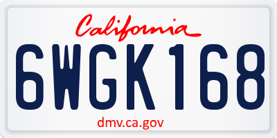 CA license plate 6WGK168
