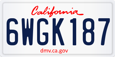 CA license plate 6WGK187