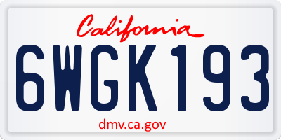 CA license plate 6WGK193