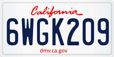 CA license plate 6WGK209