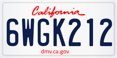 CA license plate 6WGK212