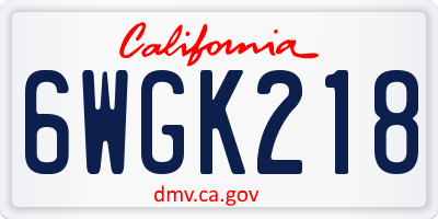 CA license plate 6WGK218