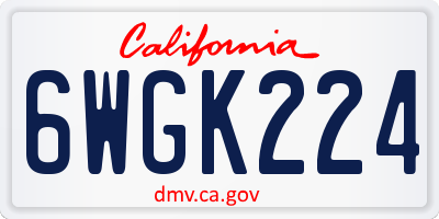 CA license plate 6WGK224