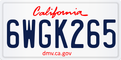 CA license plate 6WGK265