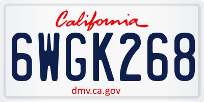 CA license plate 6WGK268