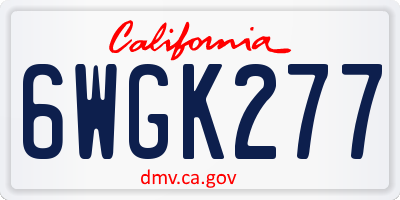 CA license plate 6WGK277