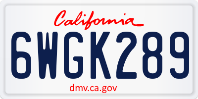 CA license plate 6WGK289