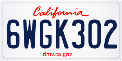 CA license plate 6WGK302