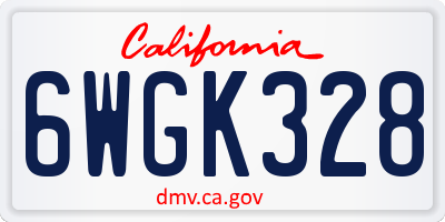 CA license plate 6WGK328