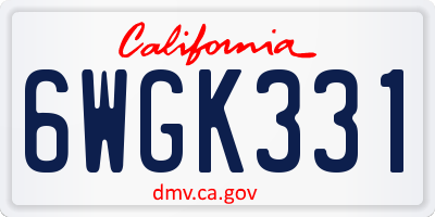 CA license plate 6WGK331