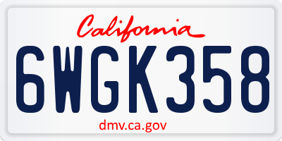CA license plate 6WGK358