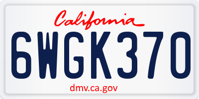 CA license plate 6WGK370