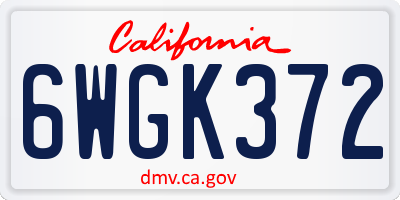 CA license plate 6WGK372