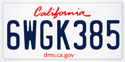 CA license plate 6WGK385