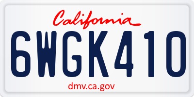 CA license plate 6WGK410