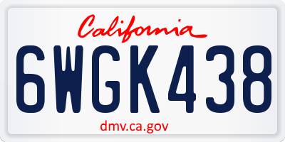 CA license plate 6WGK438
