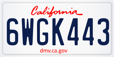 CA license plate 6WGK443