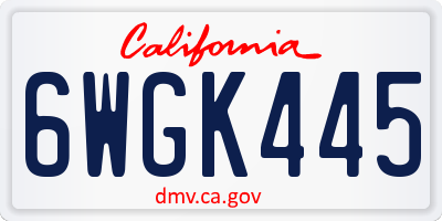 CA license plate 6WGK445