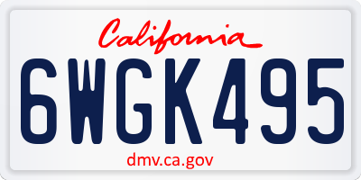 CA license plate 6WGK495