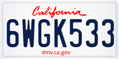 CA license plate 6WGK533