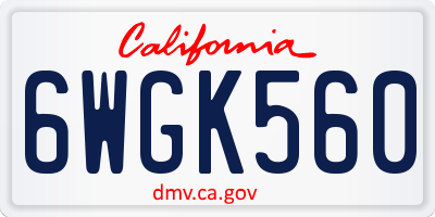 CA license plate 6WGK560