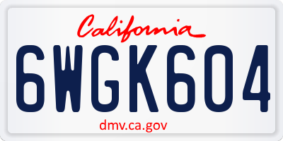 CA license plate 6WGK604