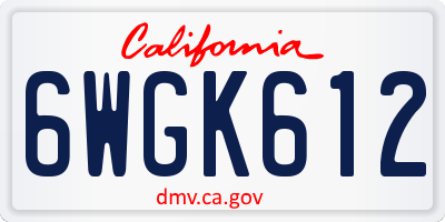 CA license plate 6WGK612