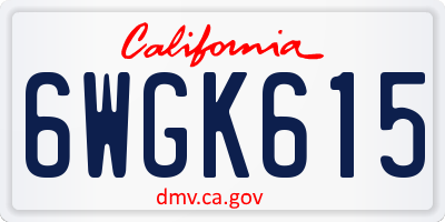 CA license plate 6WGK615