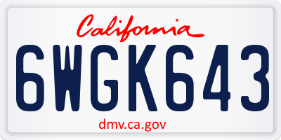 CA license plate 6WGK643