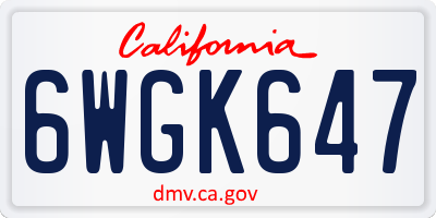 CA license plate 6WGK647