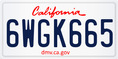 CA license plate 6WGK665