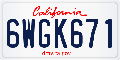 CA license plate 6WGK671