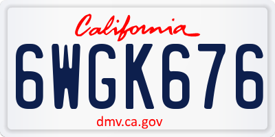 CA license plate 6WGK676