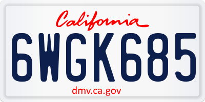 CA license plate 6WGK685