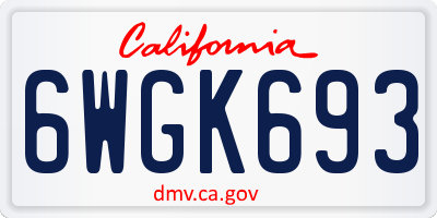 CA license plate 6WGK693