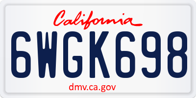 CA license plate 6WGK698