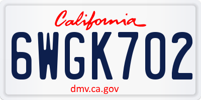 CA license plate 6WGK702
