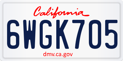 CA license plate 6WGK705
